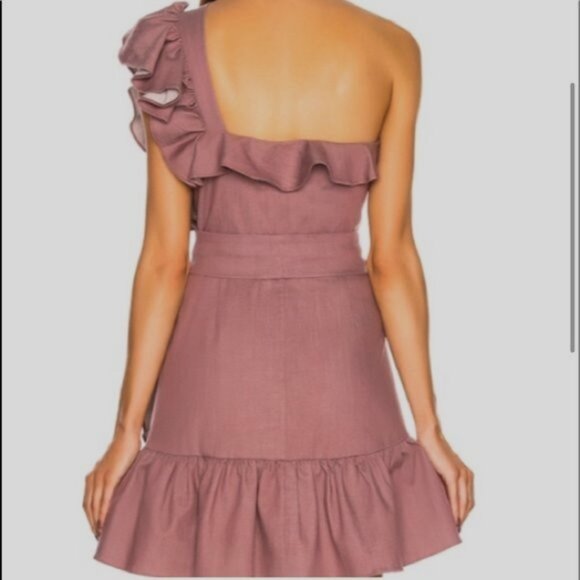 Alexis Adela Deep Lilac One-Shoulder Ruffle Mini Dress Size Medium NO BELT - Picture 8 of 11